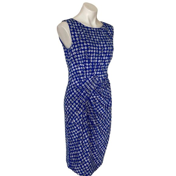 Adrianna Papell Front Twisted Ruched Sheath Dress, Blue Multi Women’s Size 10 - Picture 3 of 10